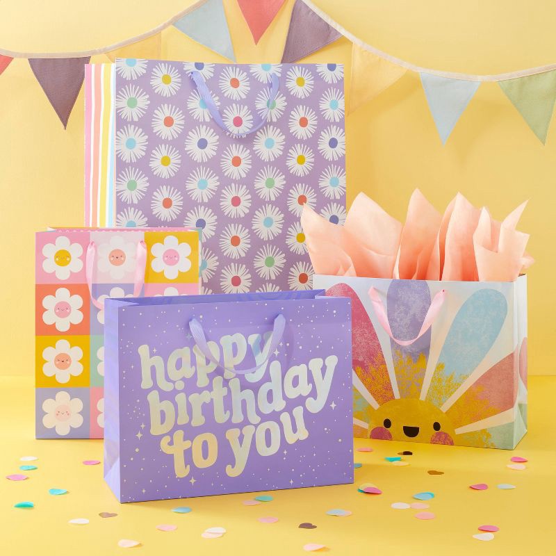 slide 2 of 3, Daisy Checkers Medium Birthday Gift Bag - Spritz™, 1 ct