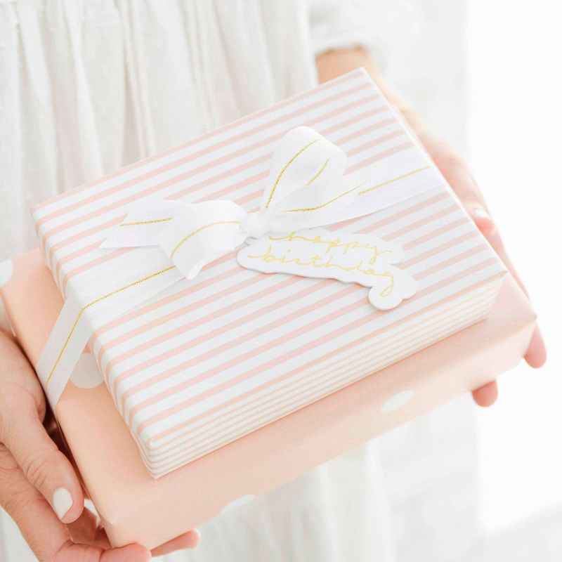 slide 7 of 9, Sugar Paper + Target 2pk 118"x30" Polka Dot and Striped Wrapping Paper Set Pink/White - Sugar Paper™ + Target, 2 ct