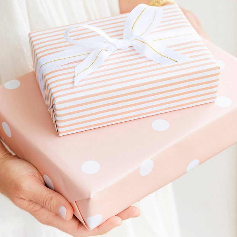 slide 8 of 9, Sugar Paper + Target 2pk 118"x30" Polka Dot and Striped Wrapping Paper Set Pink/White - Sugar Paper™ + Target, 2 ct