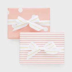 Sugar Paper + Target 2pk 118"x30" Polka Dot and Striped Wrapping Paper Set Pink/White - Sugar Paper™ + Target