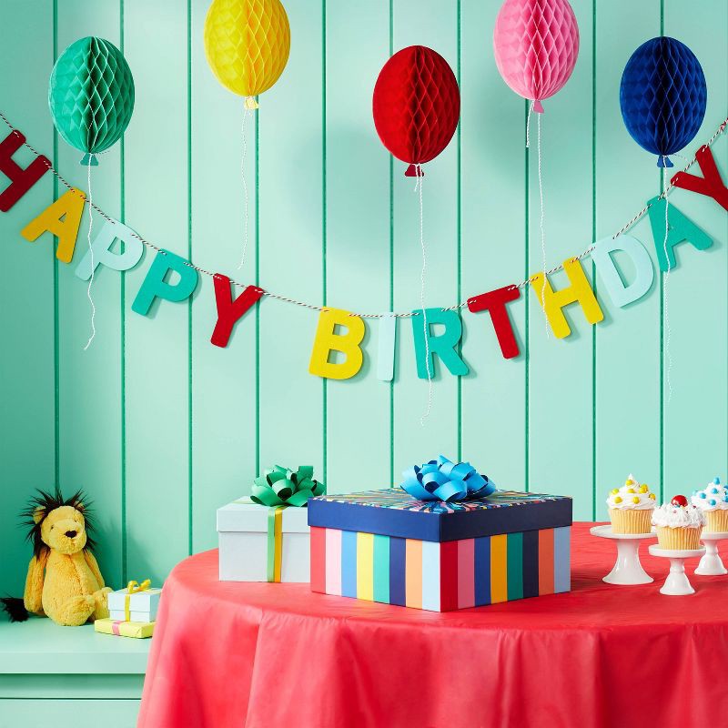 slide 2 of 3, Starburst Striped Gift Box - Spritz™: Multicolor Abstract Outer Space Theme, Paper, 10"x10"x5.125" Giftbox, 1 ct