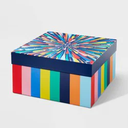 Starburst Striped Gift Box - Spritz™: Multicolor Abstract Outer Space Theme, Paper, 10"x10"x5.125" Giftbox