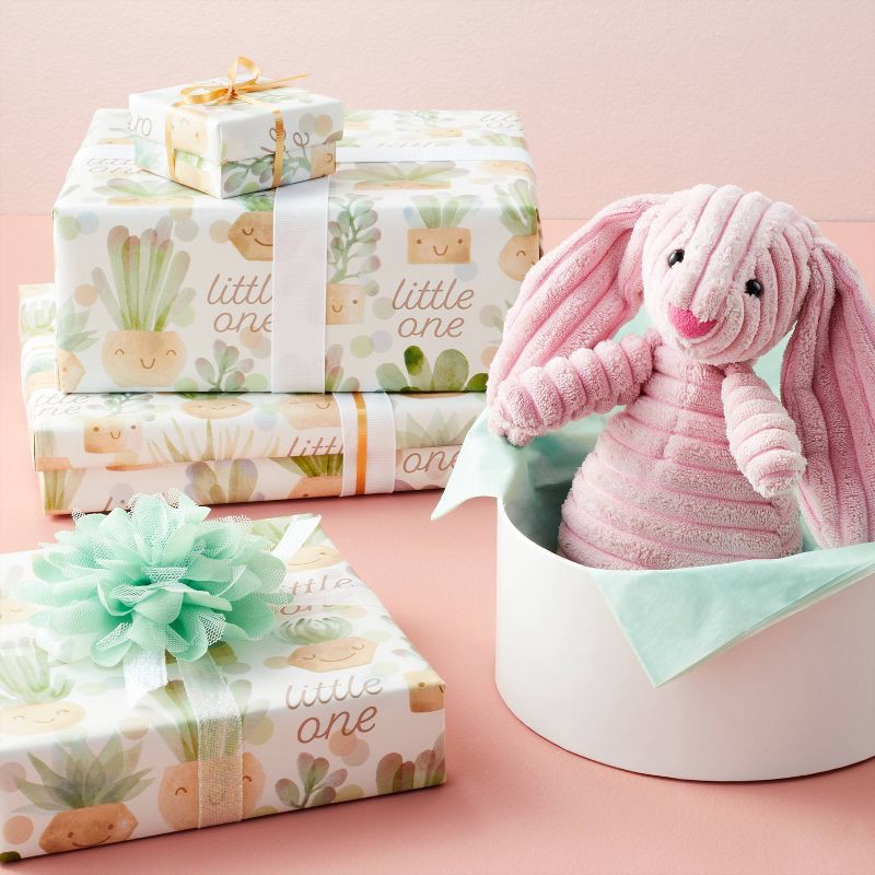 slide 2 of 3, Little One Plants Baby Wrapping Paper - Spritz™: Floral Botanical Gift Wrap for Baby Shower, Multicolor Earth Tones, 1 ct