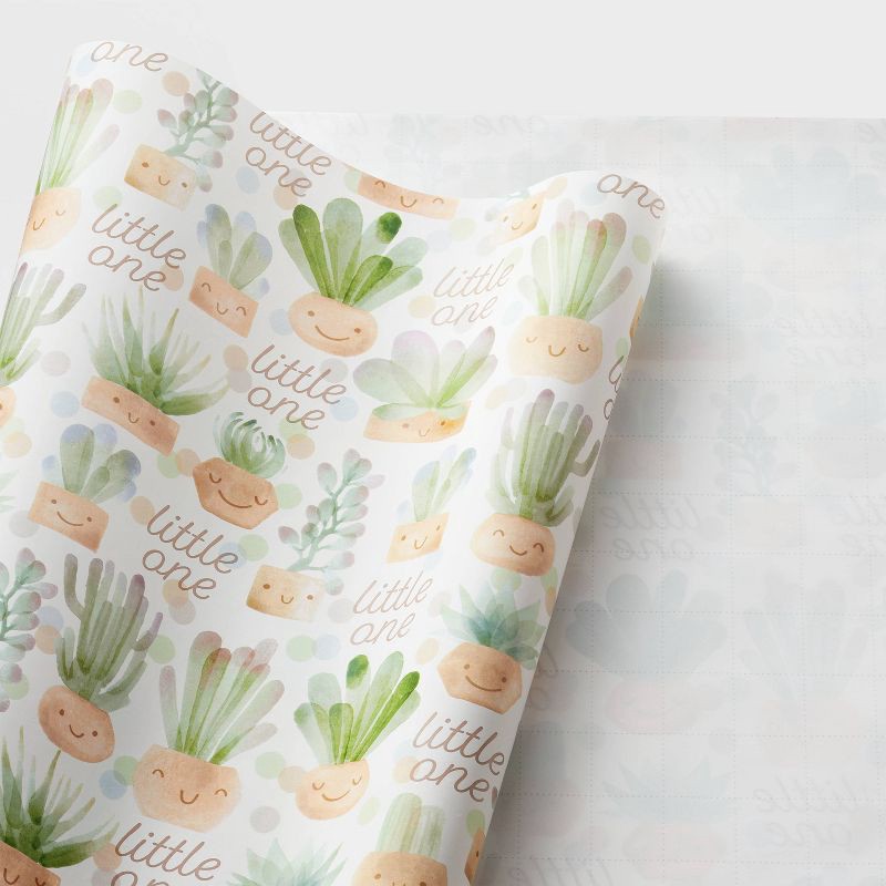 slide 3 of 3, Little One Plants Baby Wrapping Paper - Spritz™: Floral Botanical Gift Wrap for Baby Shower, Multicolor Earth Tones, 1 ct