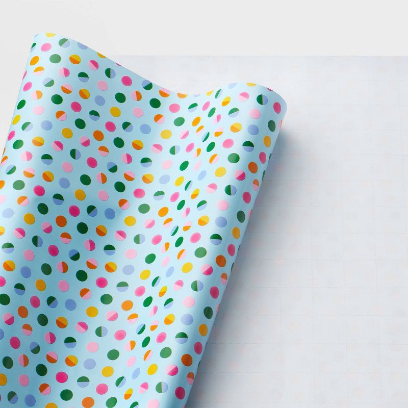 slide 3 of 3, 96"x30" Polka Dot Wrapping Paper Blue/Colorful - Spritz™: Birthday Gift Wrap, Multi-Colored, , 96" x 30", 1 ct