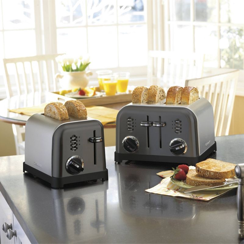 slide 2 of 3, Cuisinart 4-Slice Classic Toaster - Black Stainless Steel - CPT-180BKSP1: Reheat, Defrost, Bagel, 1800W, 3-Year Warranty, 1 ct