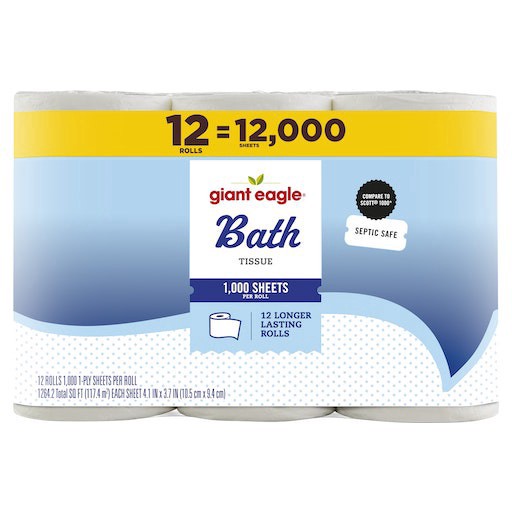 slide 1 of 1, Giant Eagle Bath Tissue = 12000, 12 bc