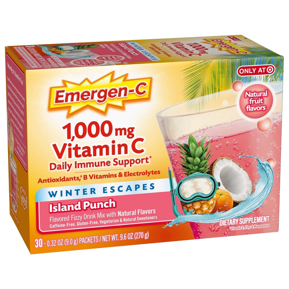 slide 5 of 9, Emergen-C Island Punch Dietary Supplements - 30ct, 30 ct