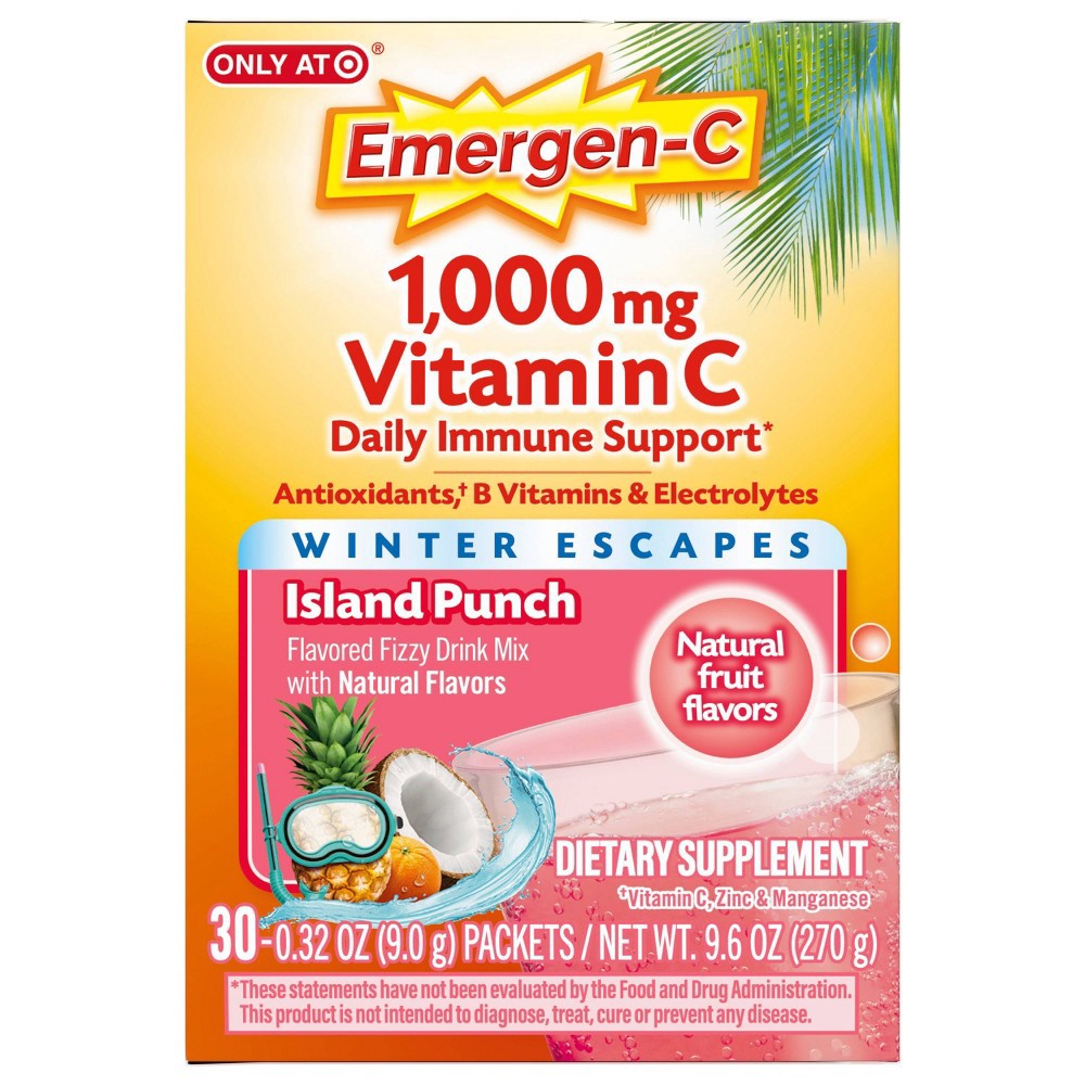 slide 6 of 9, Emergen-C Island Punch Dietary Supplements - 30ct, 30 ct