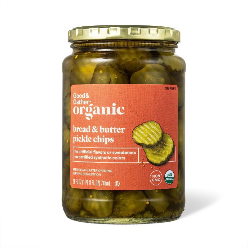 slide 1 of 3, Organic Bread & Butter Pickle Chips - 24 fl oz - Good & Gather™, 24 fl oz