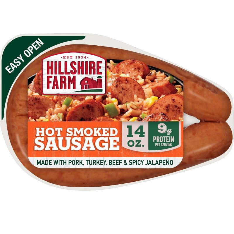 slide 1 of 3, Hillshire Farm Hot Smoked Sausage - 14oz, 14 oz