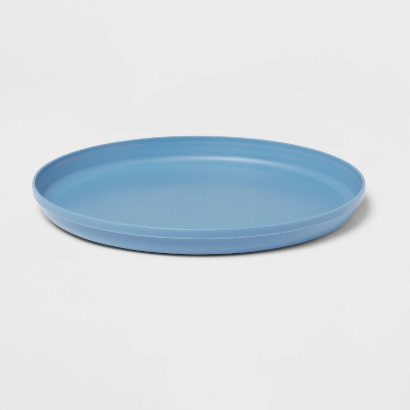 slide 3 of 3, 9.6" Plastic Kids' Dinner Plate Blue - Pillowfort™: Dishwasher & Microwave Safe, Solid Round Design, 1 ct