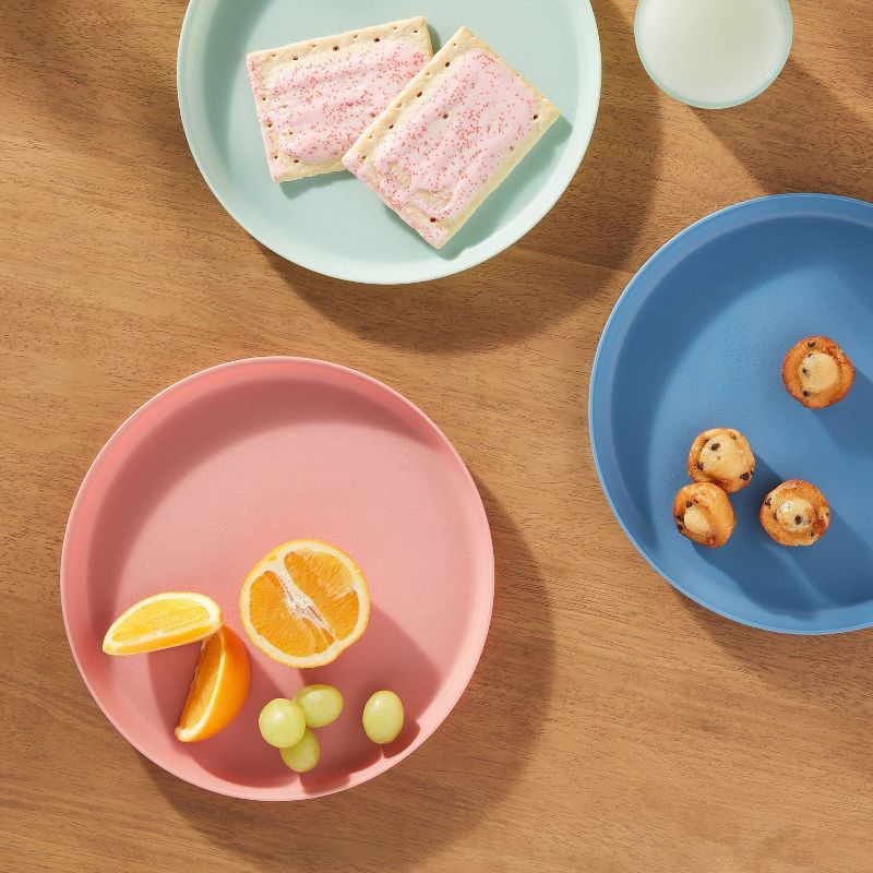 slide 2 of 3, 9.6" Plastic Kids' Dinner Plate Coral Pink - Pillowfort™: Dishwasher & Microwave Safe, Solid Round Design, 1 ct