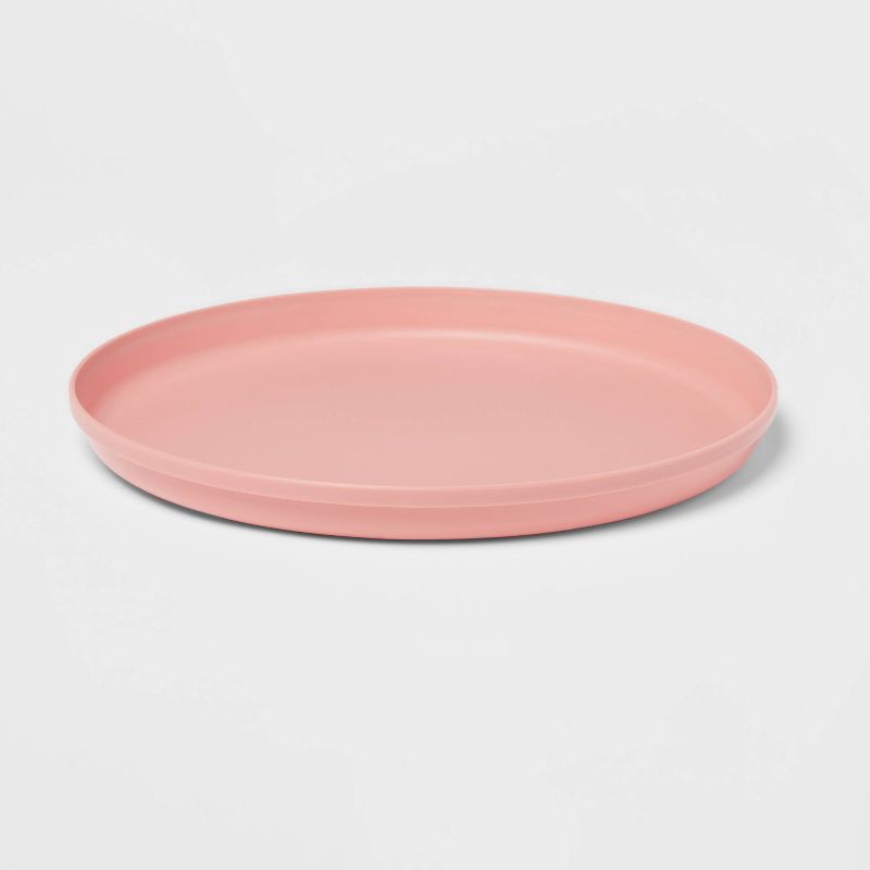slide 3 of 3, 9.6" Plastic Kids' Dinner Plate Coral Pink - Pillowfort™: Dishwasher & Microwave Safe, Solid Round Design, 1 ct