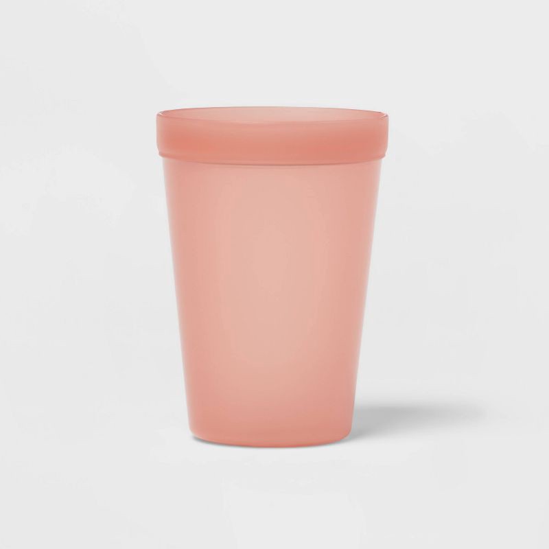 slide 1 of 3, 13.5oz Plastic Kids' Tall Tumbler Coral Pink - Pillowfort™: Stackable Cup, Dishwasher & Microwave Safe, 13.5 oz