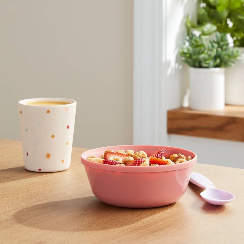slide 2 of 3, 15.5oz Plastic Kids' Bowl Coral Pink - Pillowfort™: Dishwasher & Microwave Safe, Round Cereal Bowl, 15.5 oz