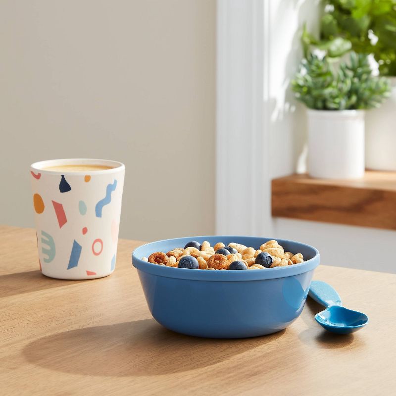 slide 2 of 3, 15.5oz Plastic Kids' Bowl Blue - Pillowfort™: Dishwasher & Microwave Safe, Solid Round Design, 15.5 oz