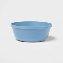 15.5oz Plastic Kids' Bowl Blue - Pillowfort™: Dishwasher & Microwave Safe, Solid Round Design