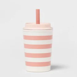 Kids' 12oz Leak Proof Stainless Steel Portable Straw Tumbler Pink - Pillowfort™
