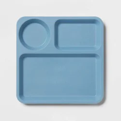 10" Plastic Kids' Square Divided Plate Blue - Pillowfort™: Dishwasher & Microwave Safe, Toddler Dining