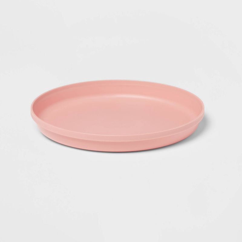 slide 3 of 3, 7.3" Plastic Kids' Plate Coral Pink - Pillowfort™: Dishwasher & Microwave Safe, Solid Round Design, 1 ct