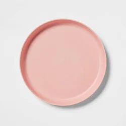 7.3" Plastic Kids' Plate Coral Pink - Pillowfort™: Dishwasher & Microwave Safe, Solid Round Design