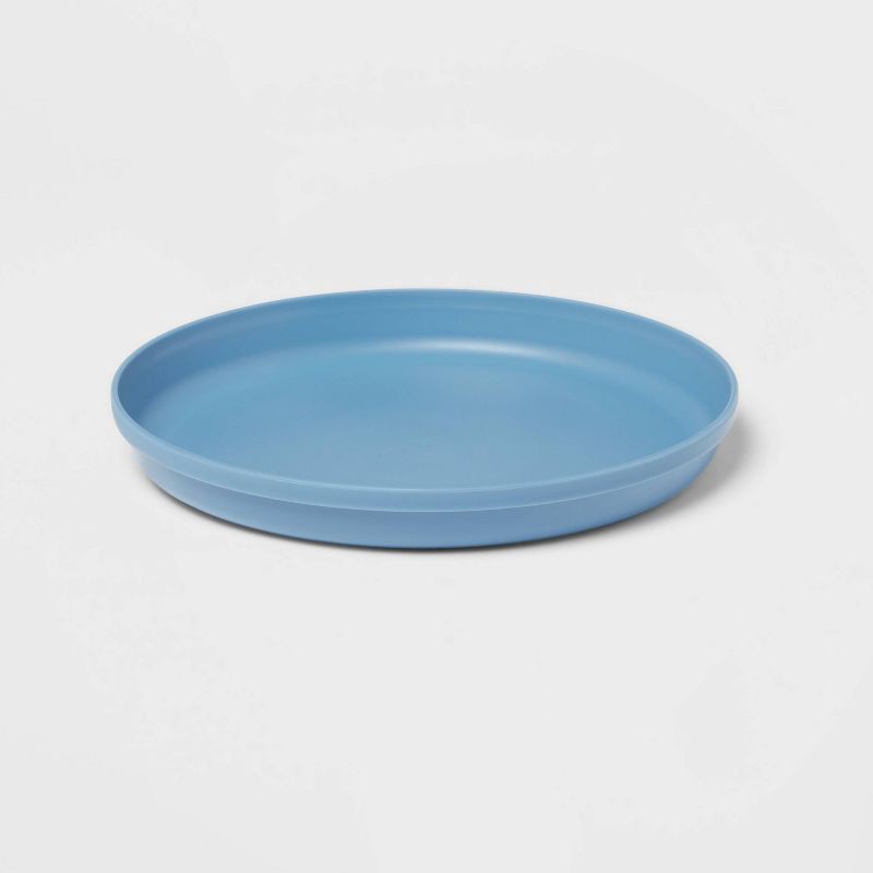 slide 3 of 3, 7.3" Plastic Kids' Plate Blue - Pillowfort™: Dishwasher & Microwave Safe, Solid Round Design, 1 ct