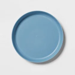 7.3" Plastic Kids' Plate Blue - Pillowfort™: Dishwasher & Microwave Safe, Solid Round Design