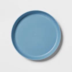 7.3" Plastic Kids' Plate Blue - Pillowfort™: Dishwasher & Microwave Safe, Solid Round Design