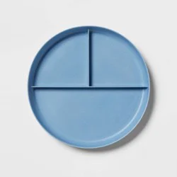 7.3" Plastic Divided Kids' Plate Blue - Pillowfort™: Dishwasher & Microwave Safe, Toddler Dining Plate