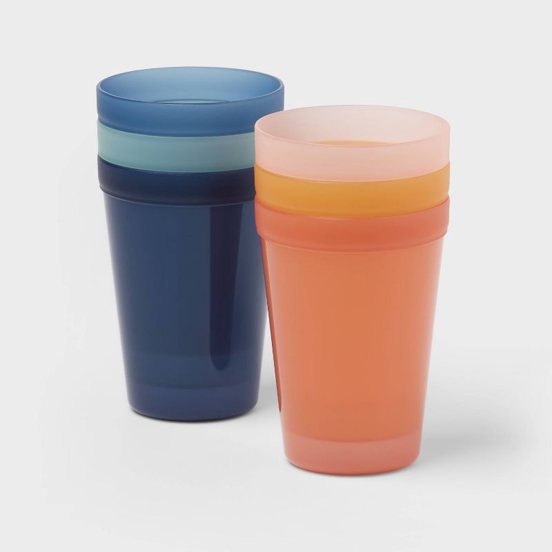 slide 1 of 3, Kids' 6pc Basic Large 13.5oz Tumbler - Pillowfort™: Reusable Plastic Cups, Dishwasher & Microwave Safe, 6 ct; 13.5 oz