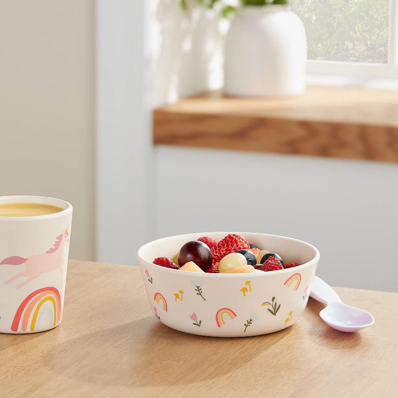 slide 2 of 3, Kids' Bamboo Melamine Cereal Bowl Unicorn - Pillowfort™: Dishwasher-Safe, Animal Theme, Off-White, 1 ct