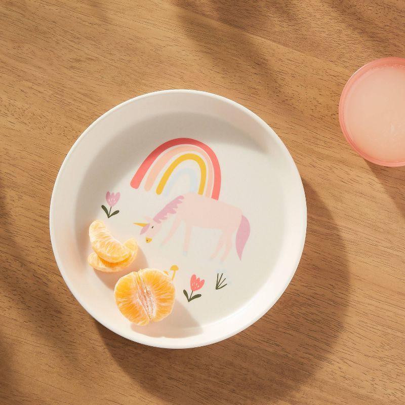 slide 2 of 3, Kids' Bamboo Melamine Plate Unicorn - Pillowfort™: Toddler Dining, Dishwasher-Safe, Animal Theme, 1 ct