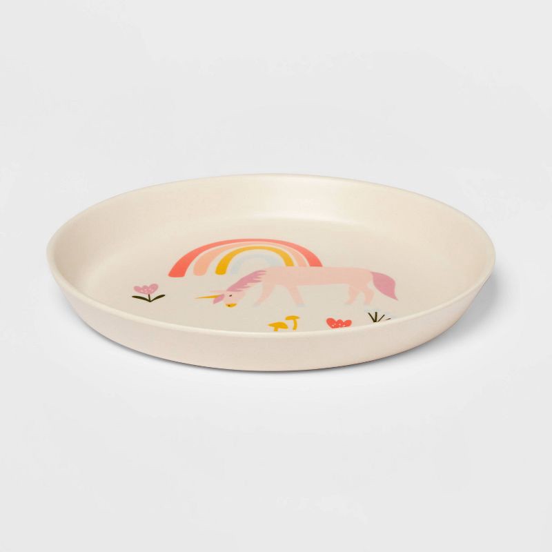 slide 3 of 3, Kids' Bamboo Melamine Plate Unicorn - Pillowfort™: Toddler Dining, Dishwasher-Safe, Animal Theme, 1 ct