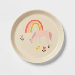 Kids' Bamboo Melamine Plate Unicorn - Pillowfort™: Toddler Dining, Dishwasher-Safe, Animal Theme