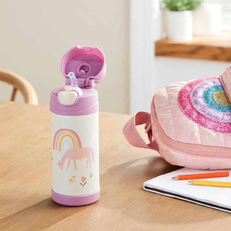 slide 2 of 3, Kids' 12oz Stainless Steel Portable Drinkware Water Bottle Unicorn Shapes Lavender - Pillowfort™, 12 oz