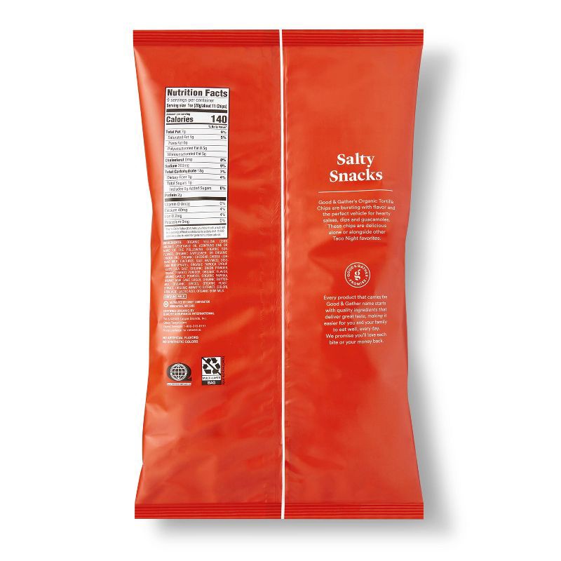 slide 3 of 3, Organic Nacho Cheese Tortilla Chips - 9oz - Good & Gather™, 9 oz