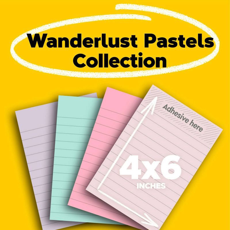 slide 16 of 17, Post-it Recycled Super Sticky Notes 4"x6" Pastels: Large Unbound Multicolored Sticky Notes, 180 Sheets, 100% Recycled Paper, 1 ct