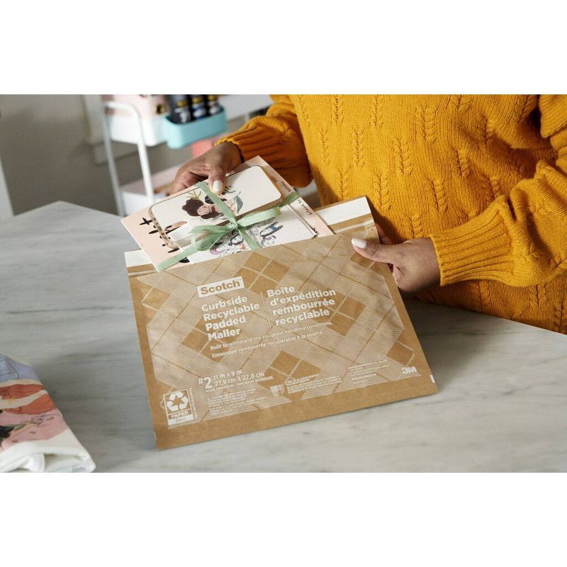 slide 15 of 16, Scotch Curbside Recyclable Mailer Size 6 Brown: Self-Adhesive Shipping Envelopes, Padded, 18"x12.5", Pack of 6, 1 ct