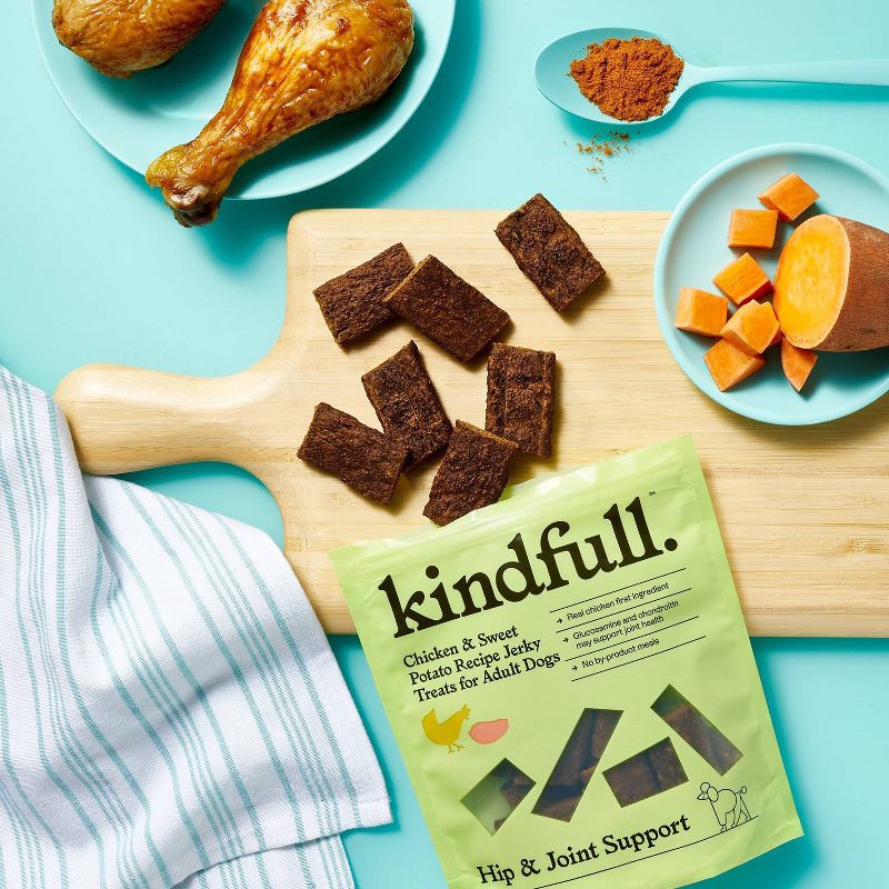 slide 2 of 7, Hip & Joint Support with Chicken and Sweet Potato Jerky Dog Treat - 5oz - Kindfull™, 5 oz