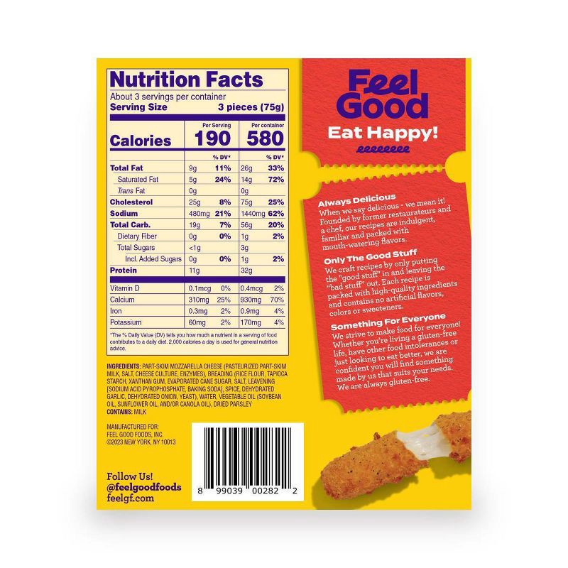 slide 2 of 5, Feel Good Foods Gluten Free Frozen Mozzarella Sticks - 8oz, 8 oz