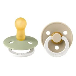 Bibs Colour Latex Pacifier 6-18m - Size 2 - Sage Glow/Vanilla Glow - 2pk
