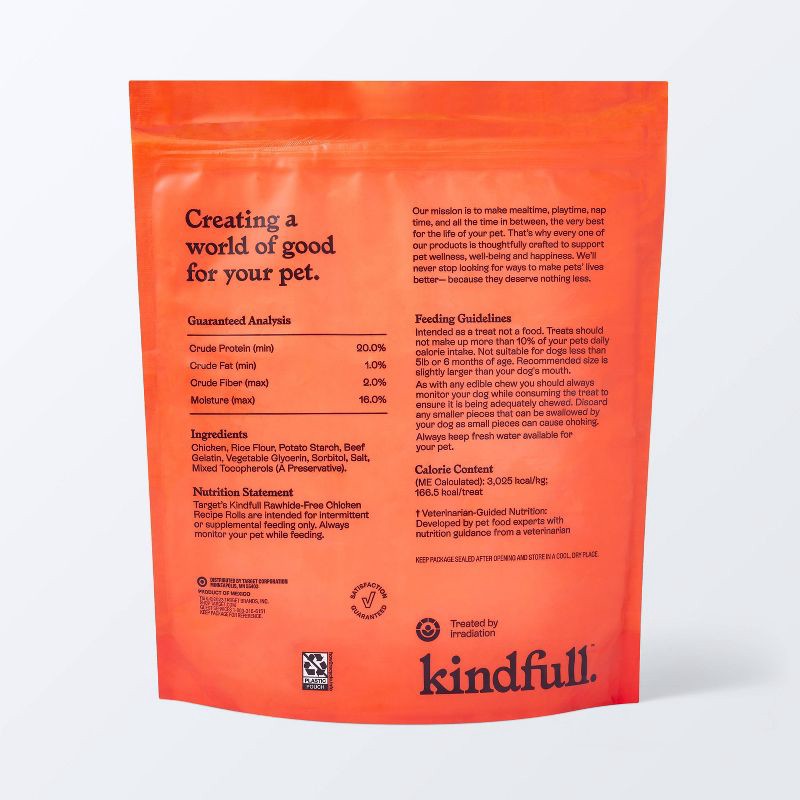 slide 3 of 7, Rawhide-Free Chicken Recipe Roll Large Dog Treat - 19.4oz/5ct - Kindfull™, 19.4 oz, 5 ct