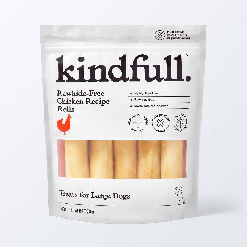 slide 1 of 7, Rawhide-Free Chicken Recipe Roll Large Dog Treat - 19.4oz/5ct - Kindfull™, 19.4 oz, 5 ct