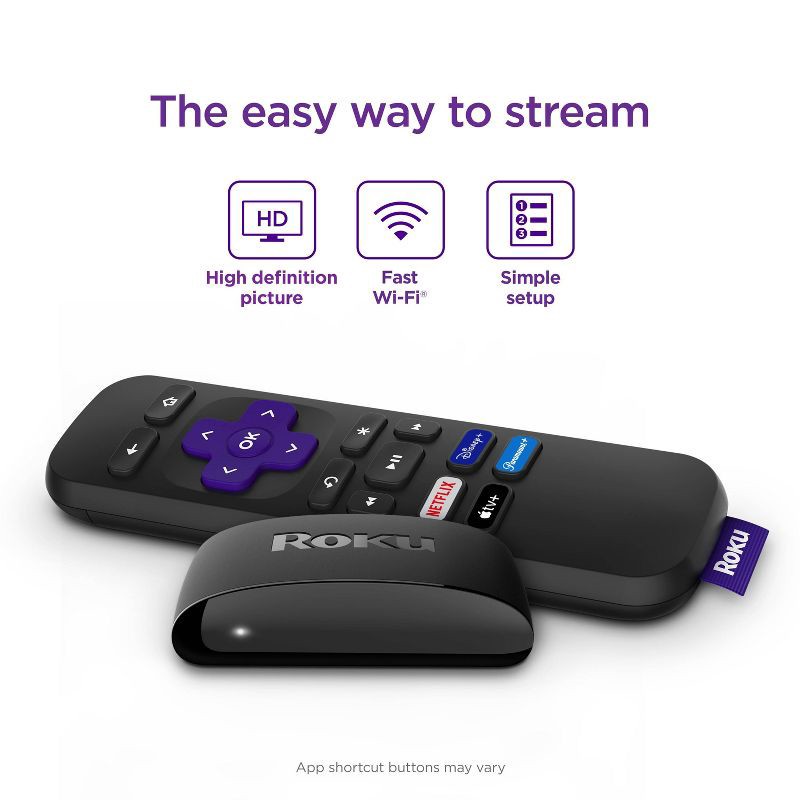 slide 2 of 7, Roku Express HD Streaming Device with High-Speed HDMI Cable, Standard Remote, and Wi-Fi, 1 ct