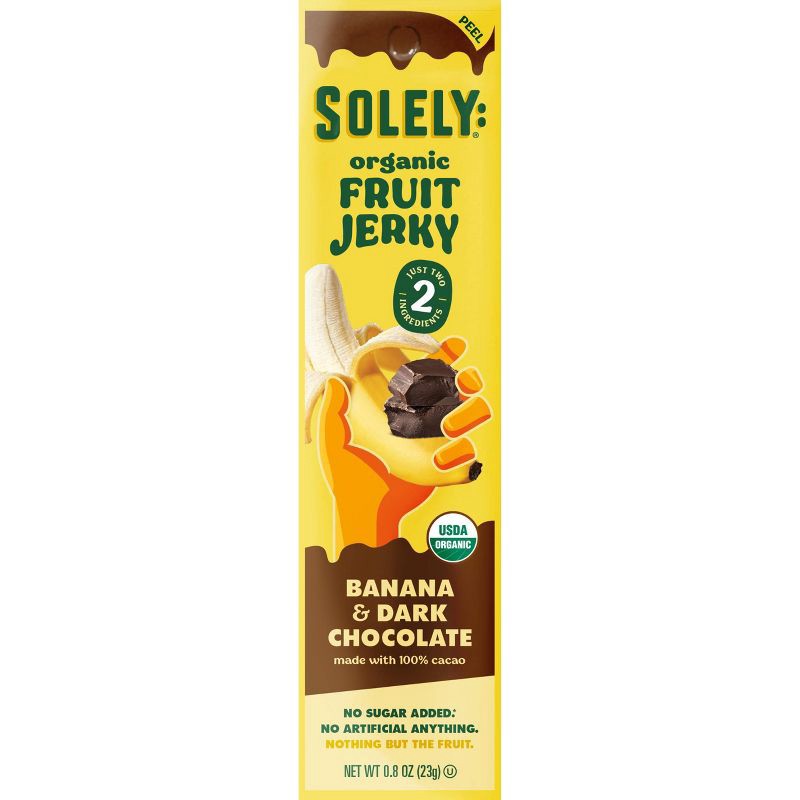 slide 1 of 3, Solely Organic Banana with Dark Chocolate Fruit Jerky - 0.8oz, 0.8 oz