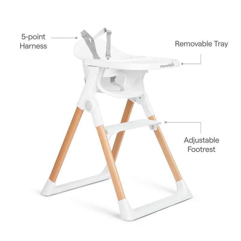 slide 4 of 8, Munchkin Float Easy Clean Foldable High Chair - Compact Modern Design - White, 1 ct