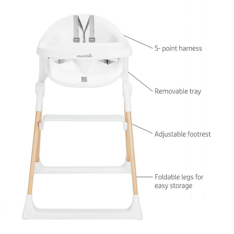 slide 8 of 8, Munchkin Float Easy Clean Foldable High Chair - Compact Modern Design - White, 1 ct