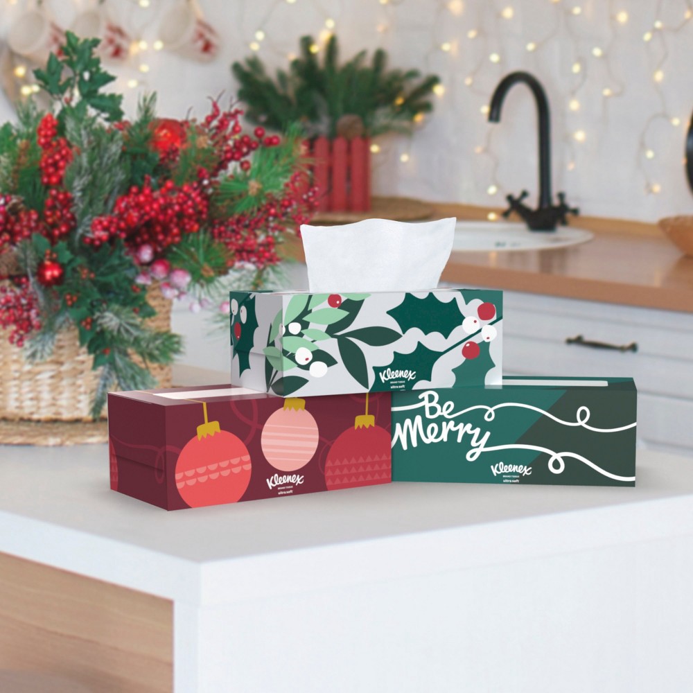 slide 5 of 13, Kleenex Holiday Ultra Soft Facial Tissue - 4pk/120ct, 4 pk; 120 ct