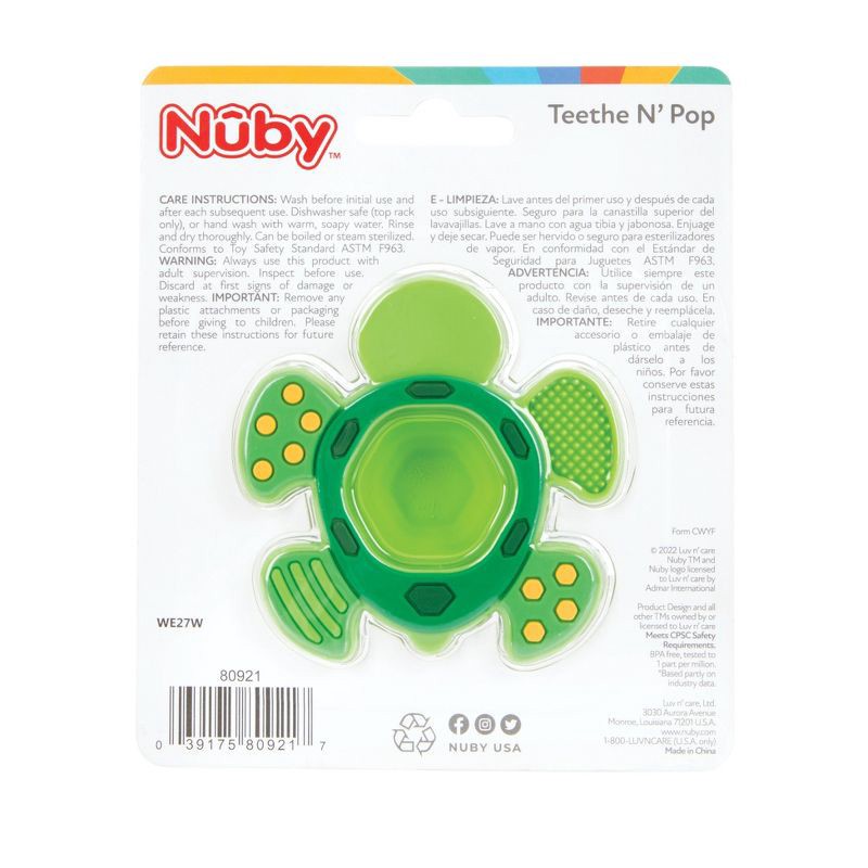 slide 6 of 8, Nuby Teethe N' Pop Sensory Play Silicone Teether for Babies - Turtle Design, 1 ct